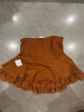 Free People Burnt Orange Tiered Ruffle Mini Skirt